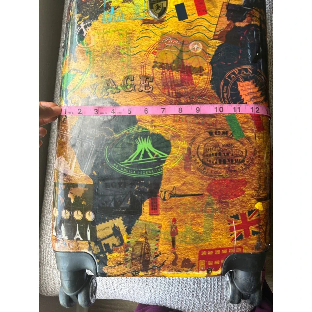Heys World Map Voyage Hardside Spinner Suitcase Multicolor Carry-On Luggage 